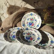 Set of 4 dessert plates Sarreguemines France – model Touraine