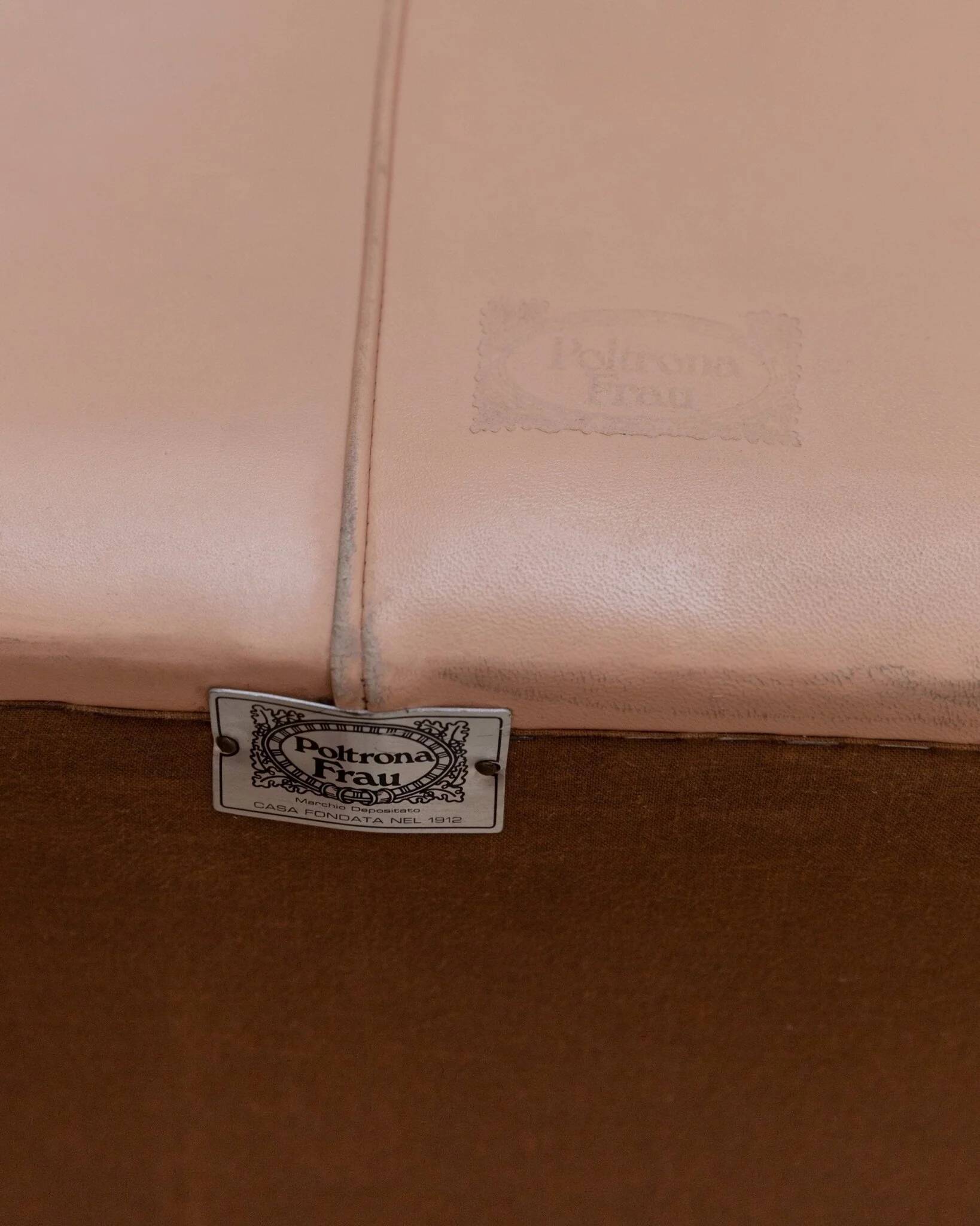 Canapé modulaire en cuir rose vintage Petronio par Tito Agnoli pour Poltrona Frau, design des années 1970.