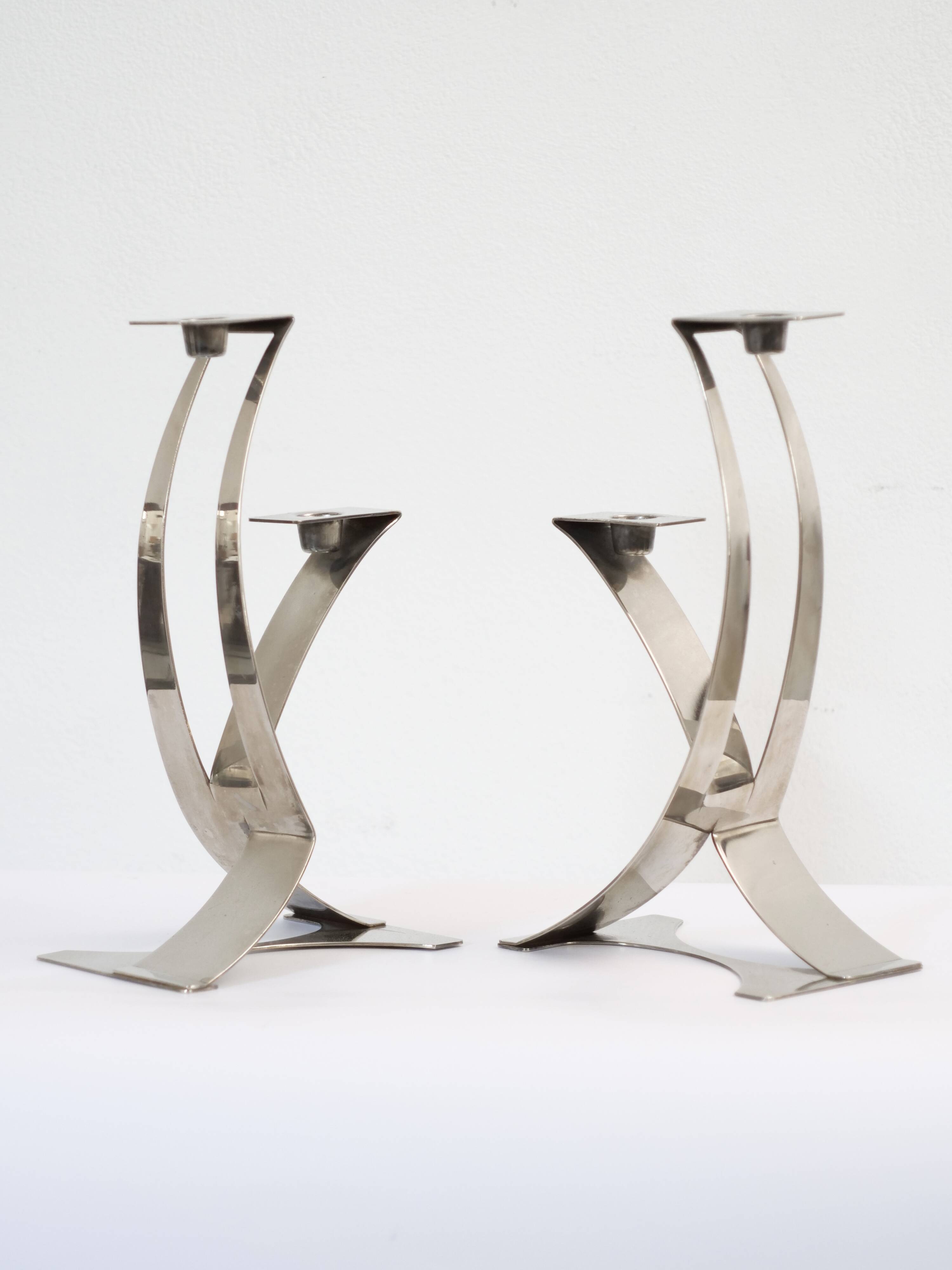 Palm Beach Modern style silver-plated chandeliers 1970