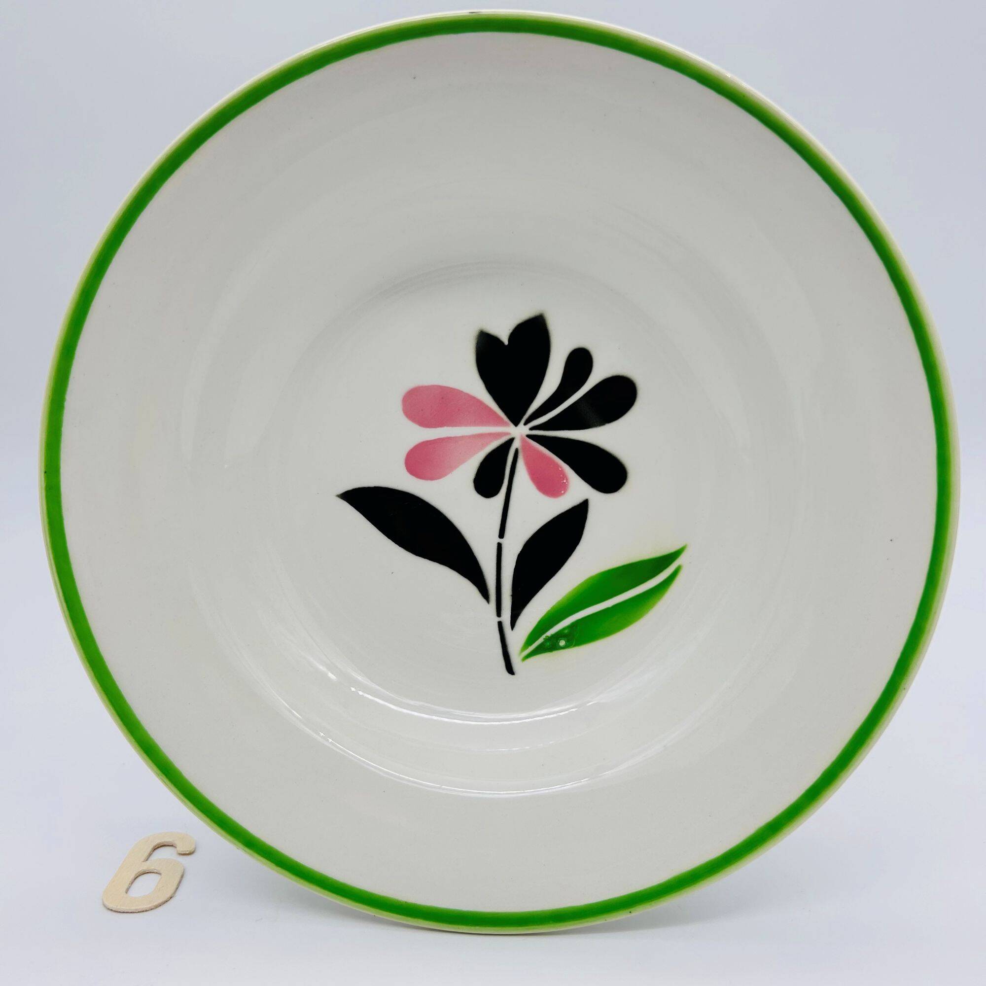6 Deep Plates, Digoin Sarreguemines. "Rustic" Model