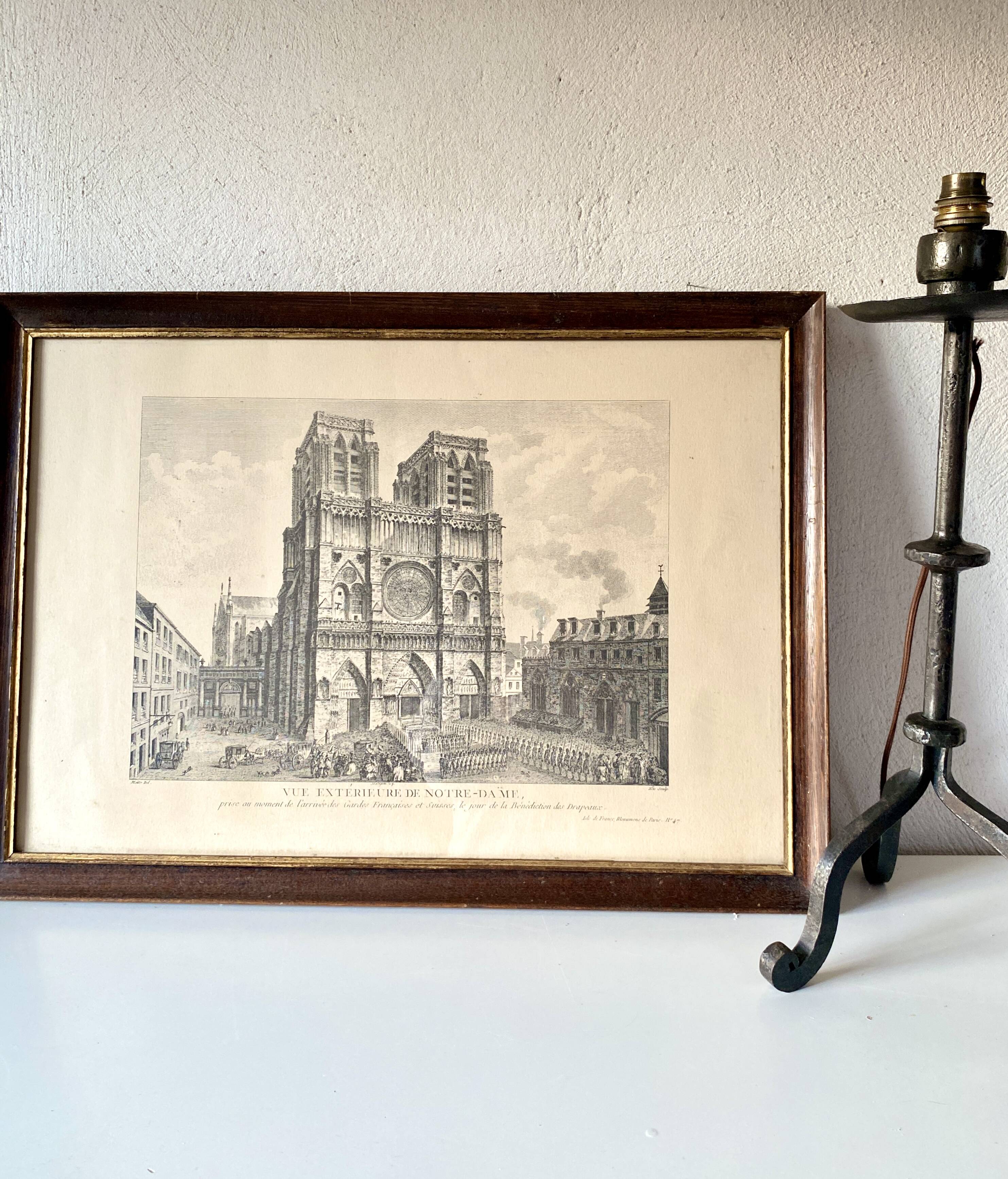 Paris 19th engraving, glass frame