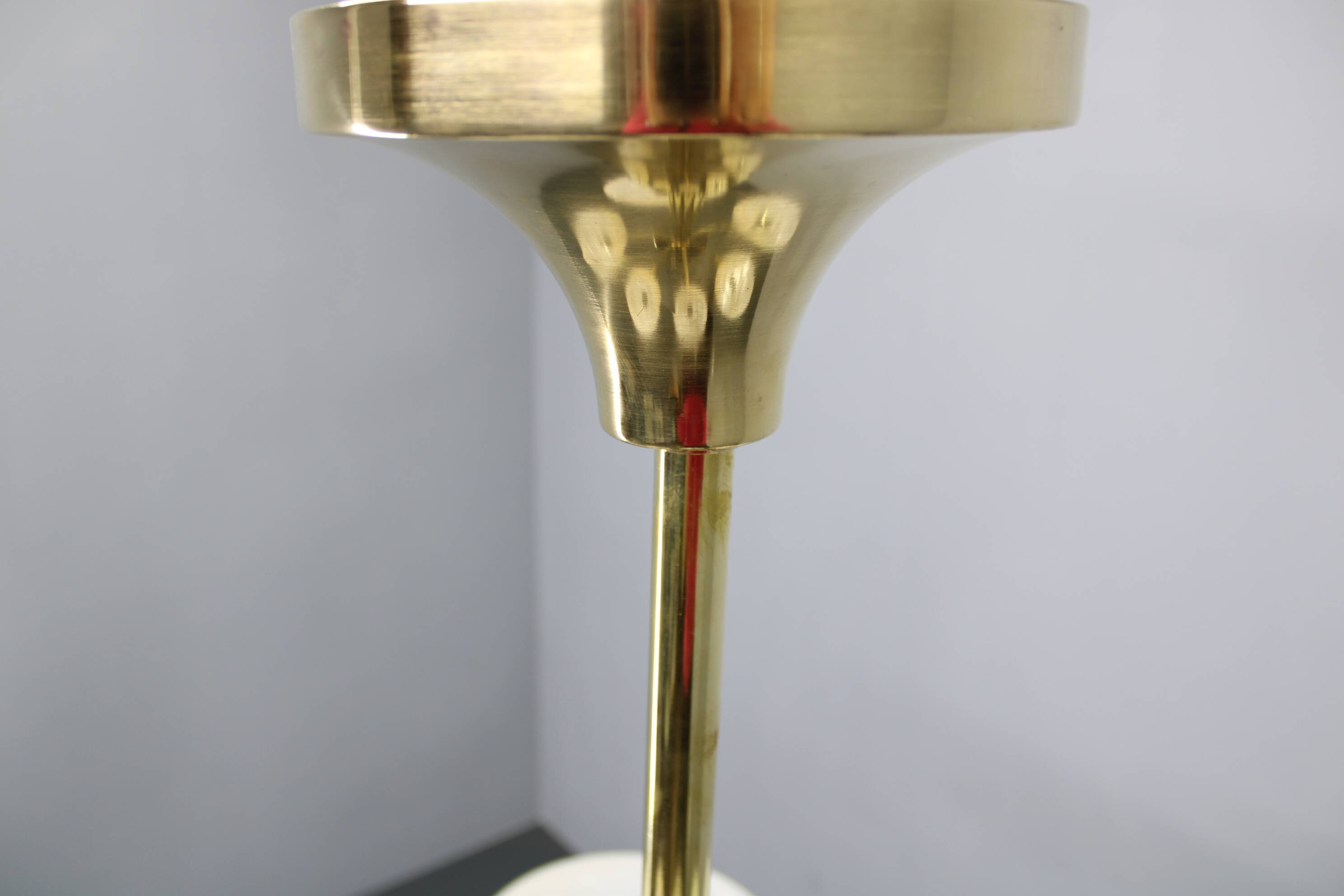 Art Deco brass chandelier with opaline glass, Czechoslovakia, 1930s