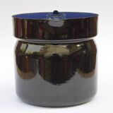 Pot à lait vintage en tôle émaillée avec couvercle pour faire bouillir le lait - 1950
