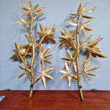 Grande paire d'appliques murales en laiton, Maison Jansen, 1960-70