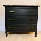Satin black wooden chest of drawers