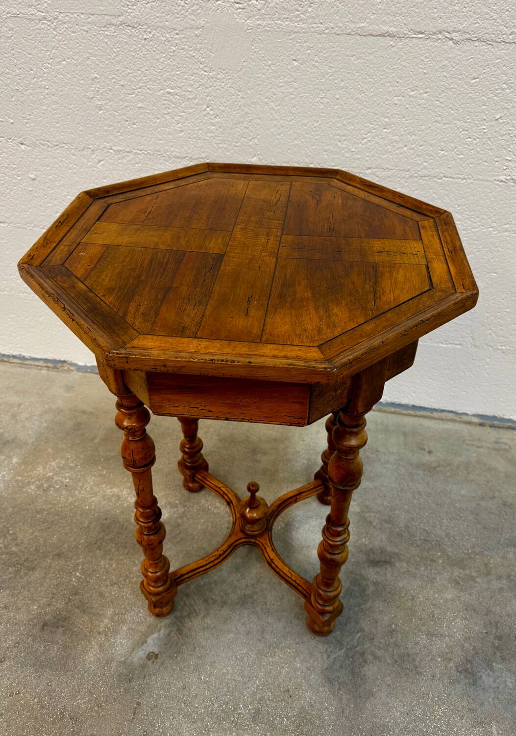 English octagonal inlaid table