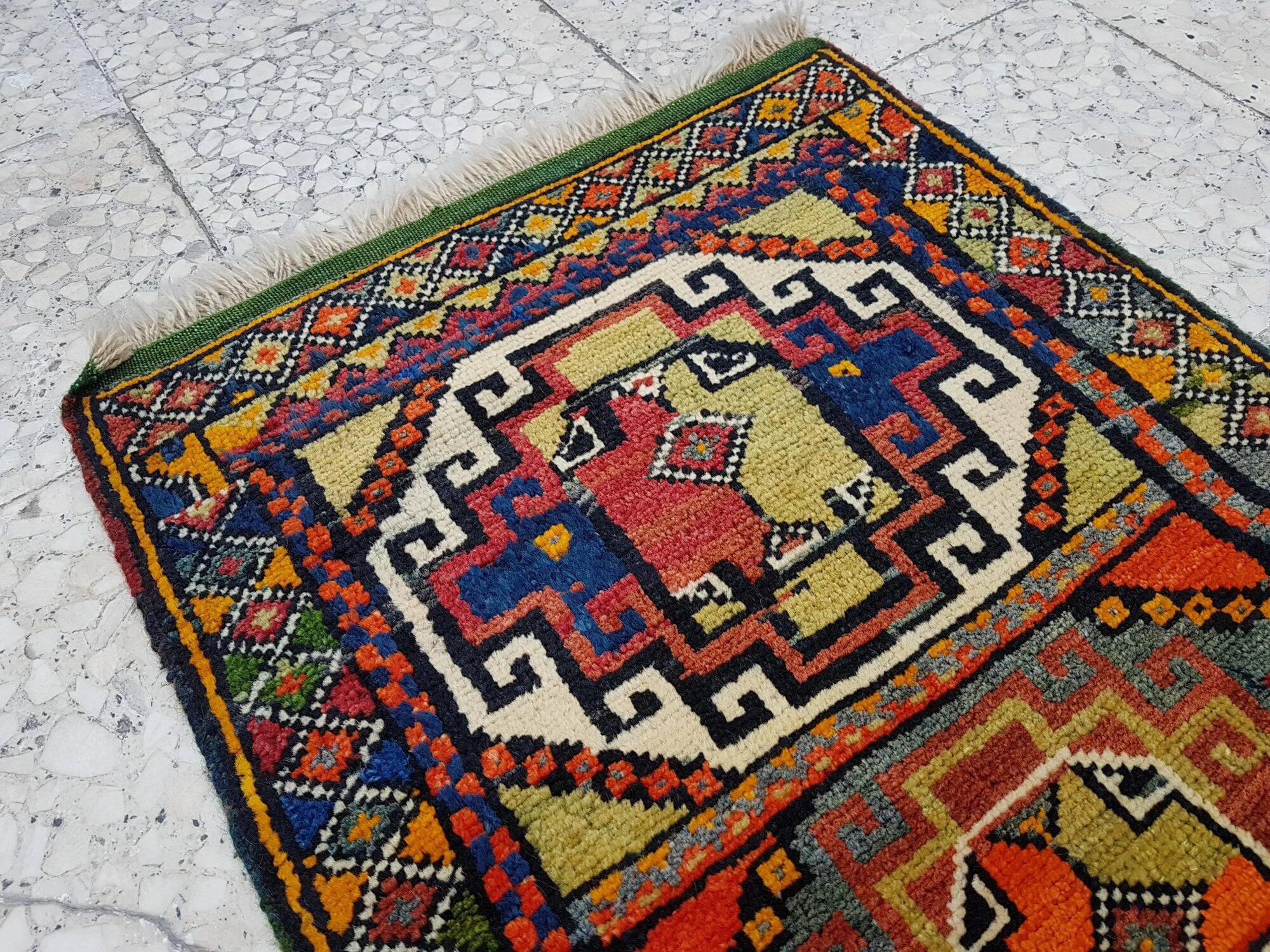 Vintage Turkish handmade rug 56x100 cm