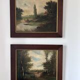 Paire de tableaux anciens classiques