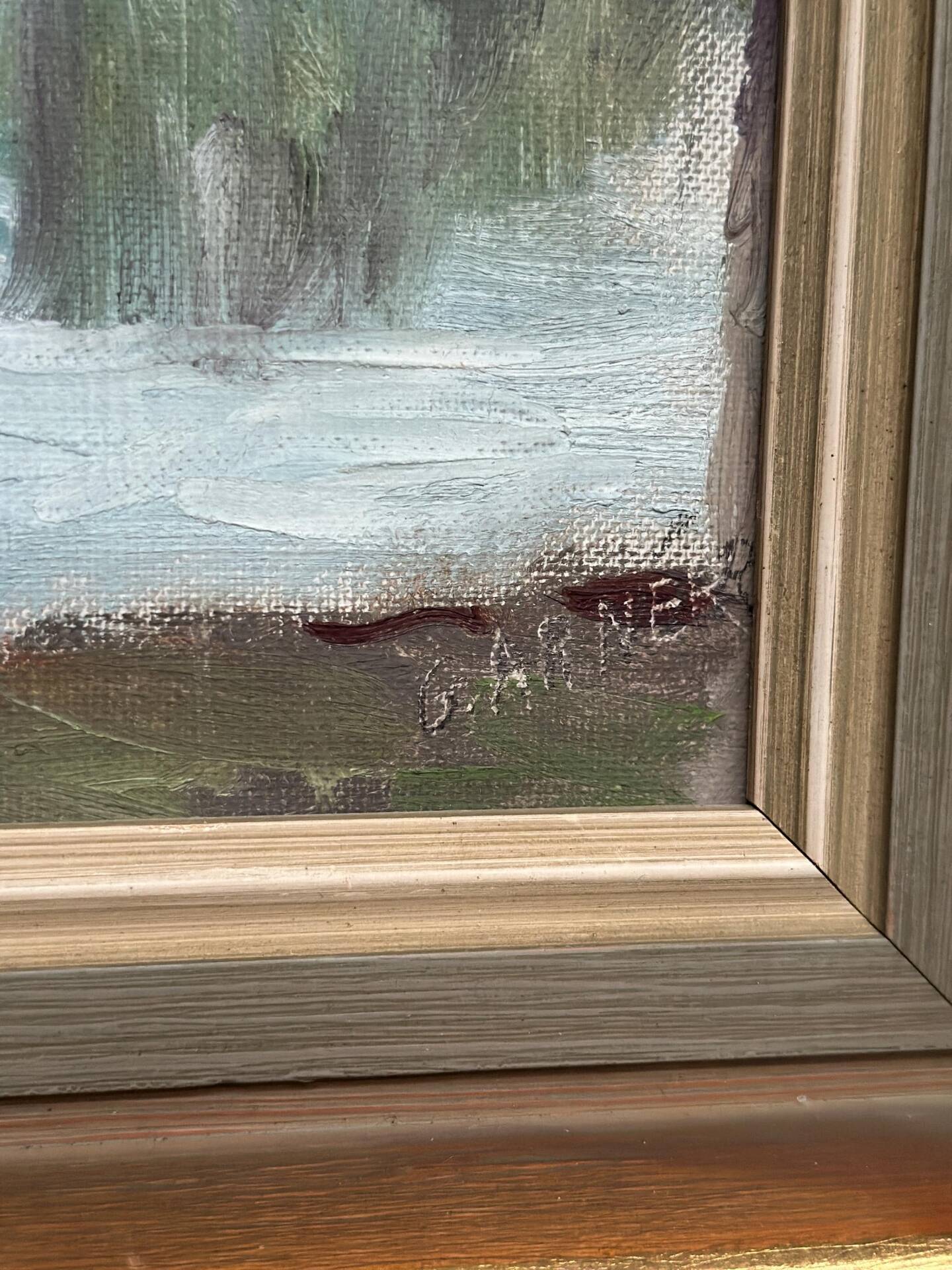 Swedish Oil on Canvas – “Lake with Houses” by G. Arner – Signed