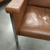 Leather armchair, 1970s, manufacturer Sitag, cognac brown leather.