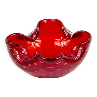 Murano Bullicante Glass Bowl or Ashtray by Barovier & Toso, Italy, 1960s