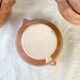 6 vintage lion head onion soup bowls – speckled beige stoneware