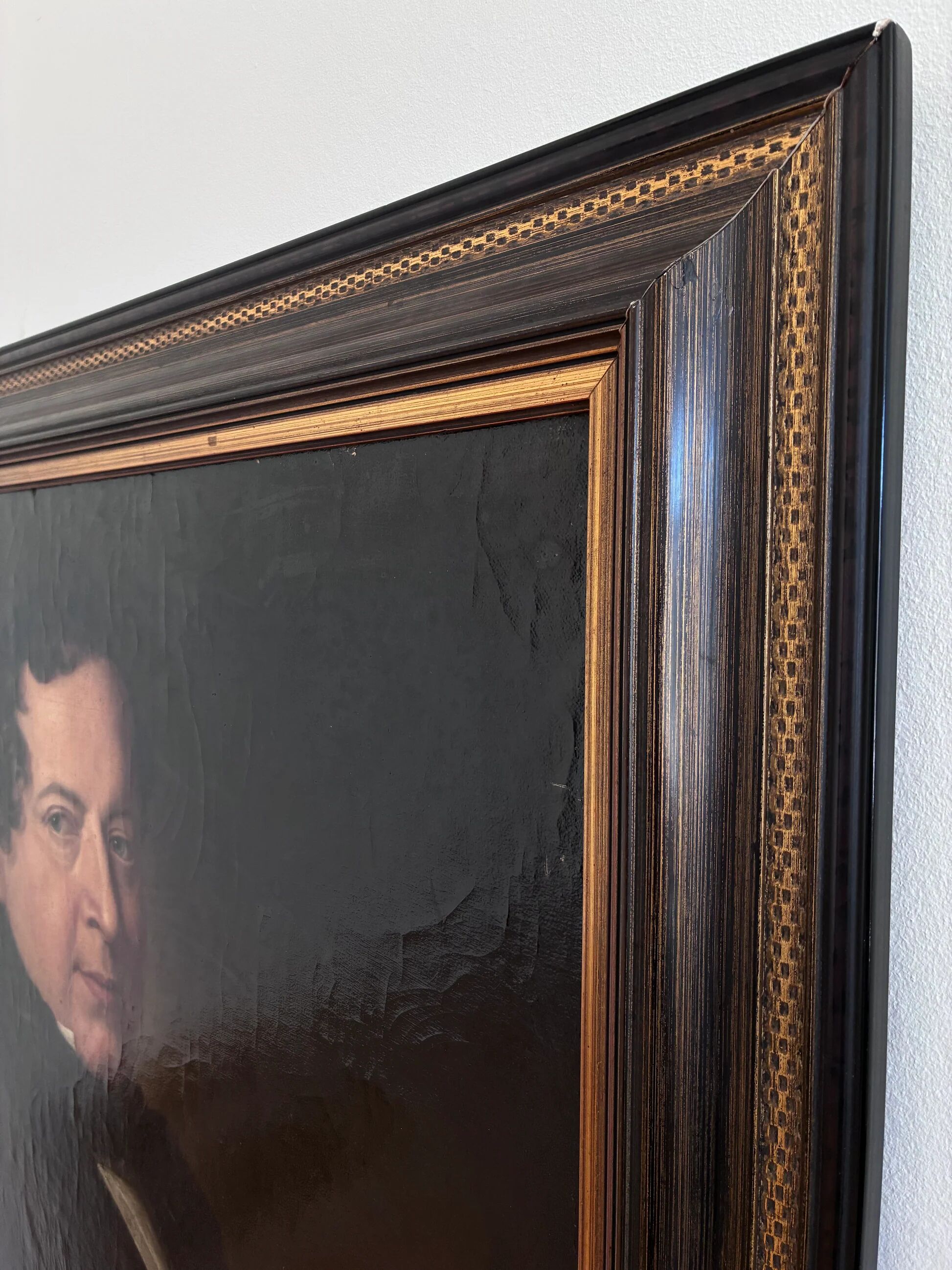 Antique original oil painting of a German opera tenor, large 19th century portrait