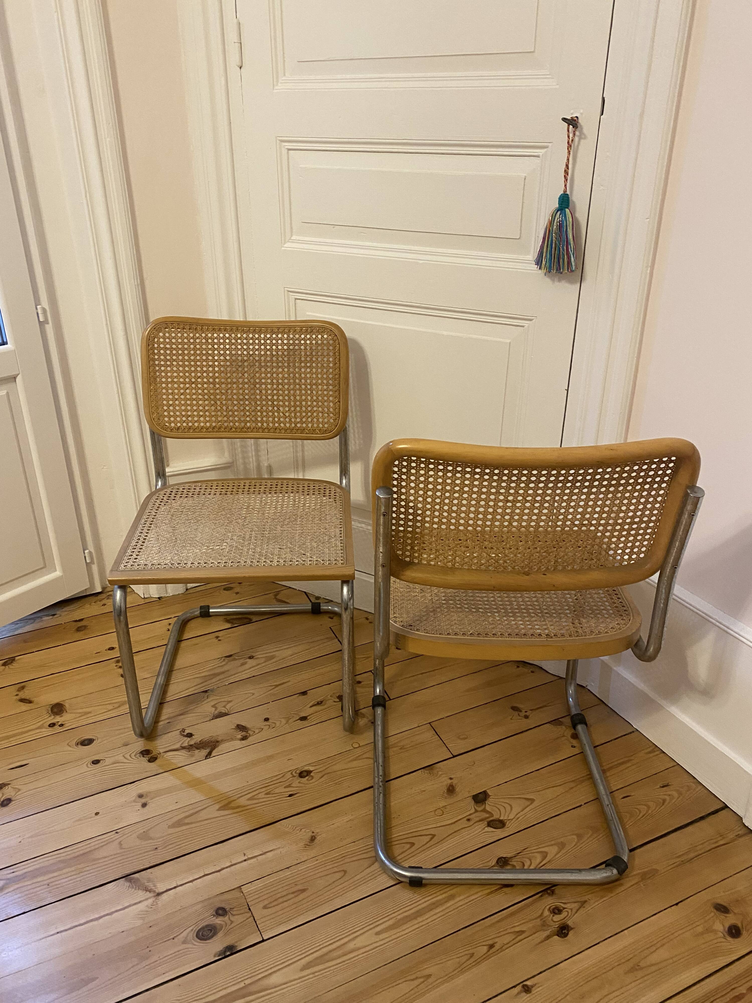 Pair of Cesca b32 Marcel Breuer chairs