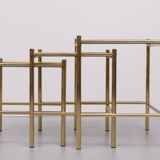 Brass nesting tables Hollywood Regency 1970s France