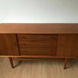 Mid-Century teak enfilade in brown by Russell of Broadway, 1950s, sleek design.