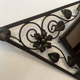 miroir art déco fer forgé orné de feuilles forme losange 80 / 40 cm