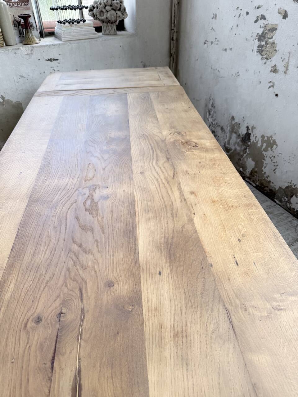 Solid oak farmhouse table with extensions (190-280cm) 1950