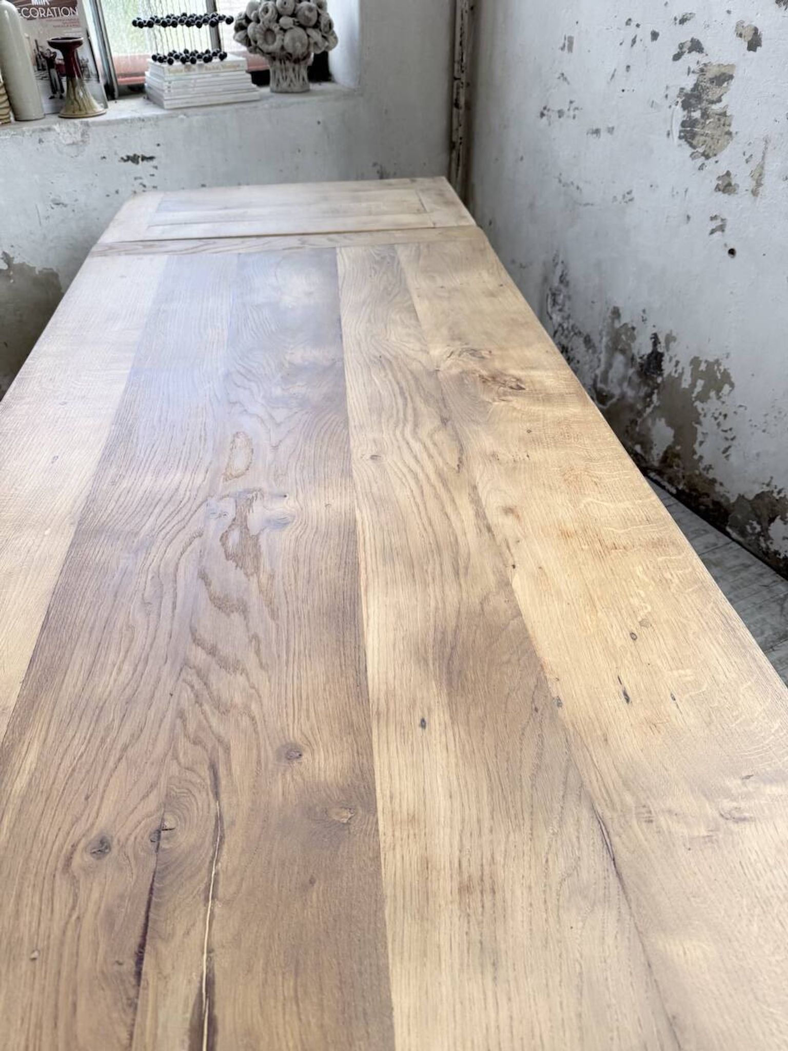 Solid oak farmhouse table with extensions (190-280cm) 1950