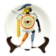 Ceramic plate by Roger Capron, Vallauris, ancient warrior - 1960s