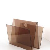 70's smoked plexiglass magazine rack