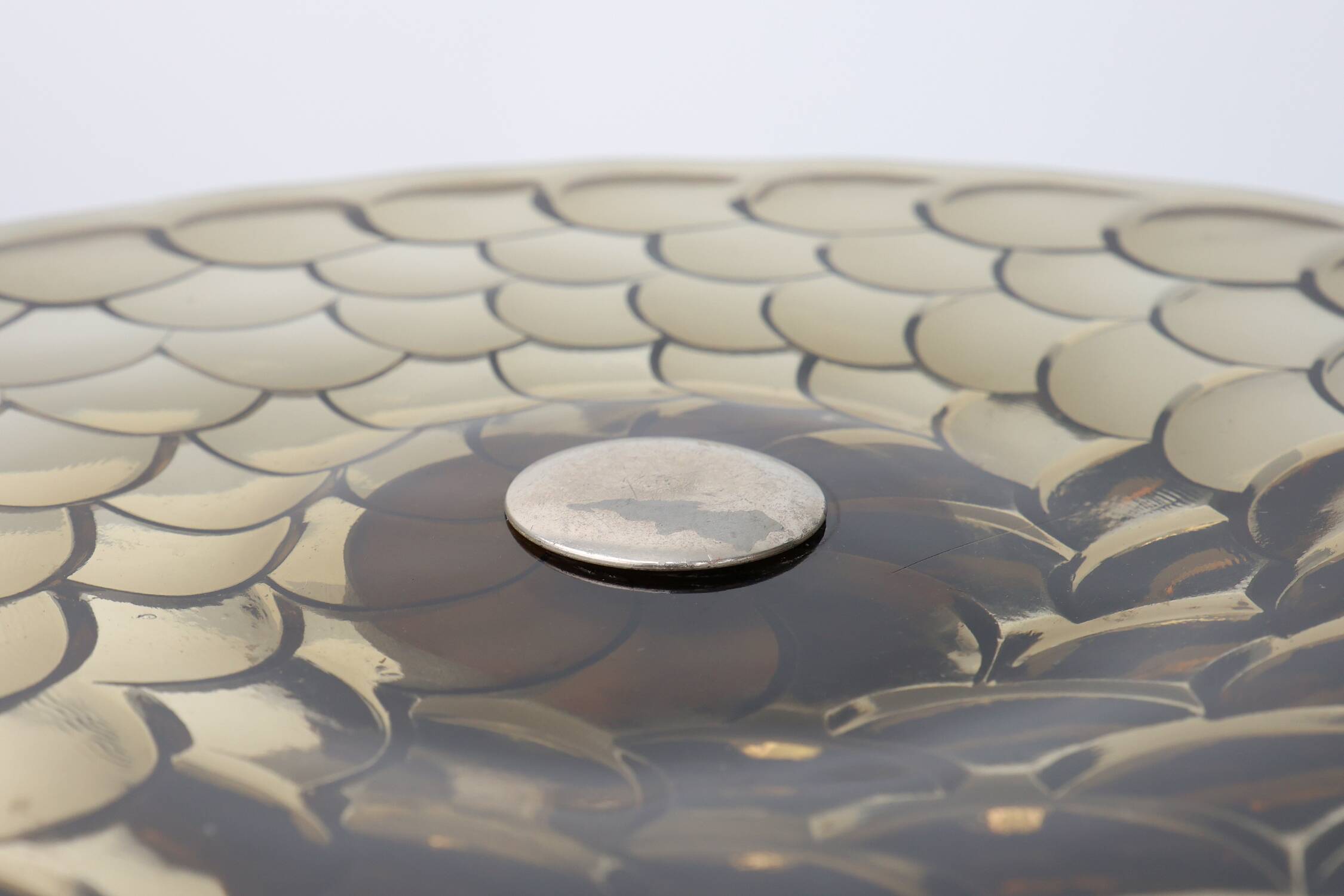 Art Deco Glass, wood and Metal Fruit Bowl, France, 1940s