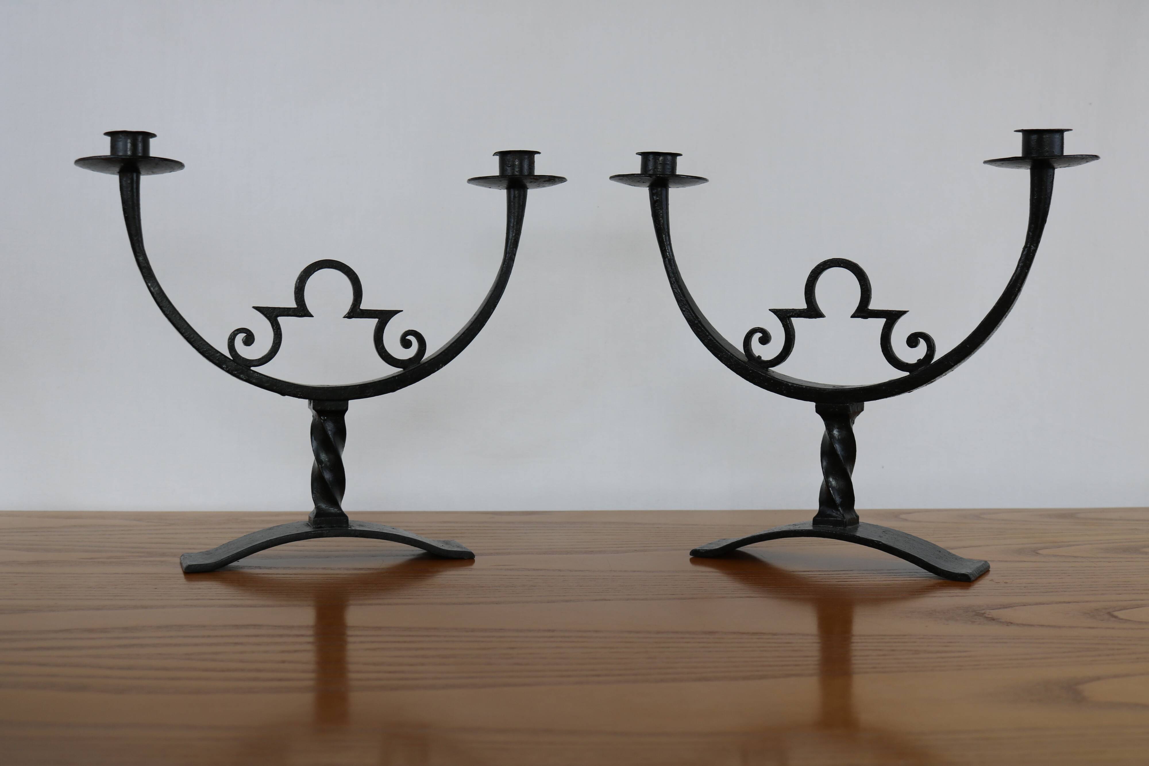 Vintage wrought iron candlesticks
