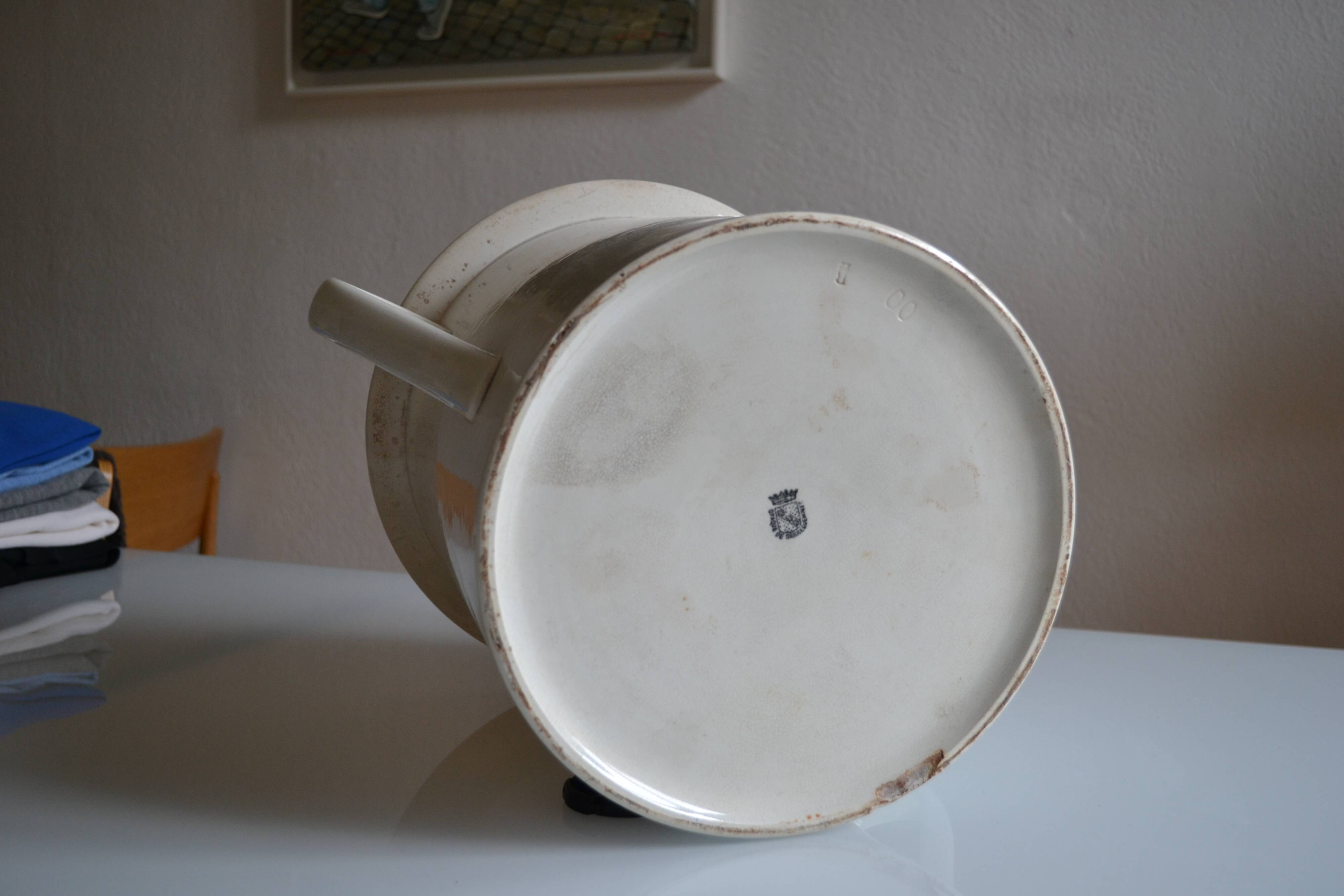 Very large old earthenware pot from Sarreguemines