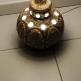 Pied de lampe en grès ajouré double éclairage vintage