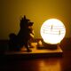 Table lamp, art deco, marble, opaline, bronze patinated metal decoration, switch