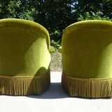 Fauteuils crapauds en velours vert, les 2