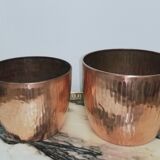 Duo de cache-pots en cuivre martelé