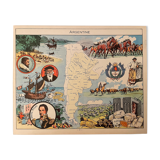 Old illustrated map of Argentina from 1948 - JP Pinchon