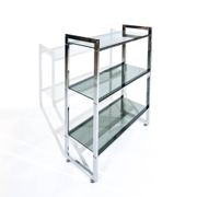 Vintage Italian freestanding shelf in chrome with glass shelves, 1970s.
