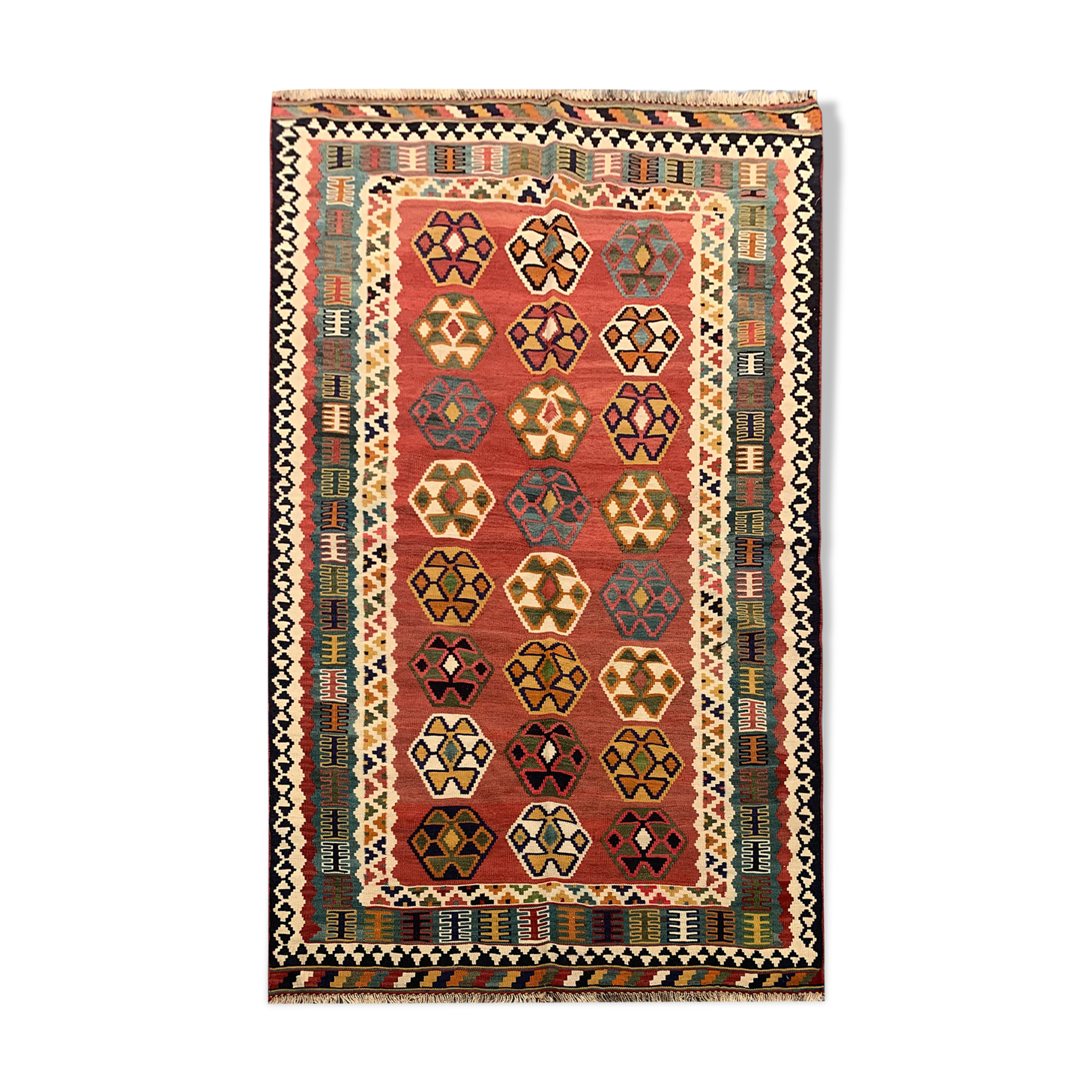 Handwoven persian rug, handwoven wool kilim area rug 123x206cm