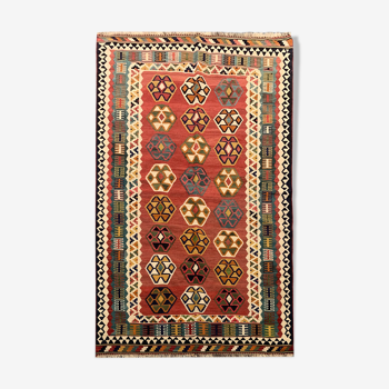Handwoven persian rug, handwoven wool kilim area rug 123x206cm