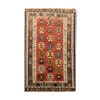 Handwoven persian rug, handwoven wool kilim area rug 123x206cm