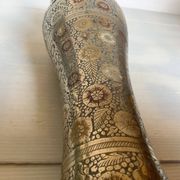 Large vase with worked brass flowers