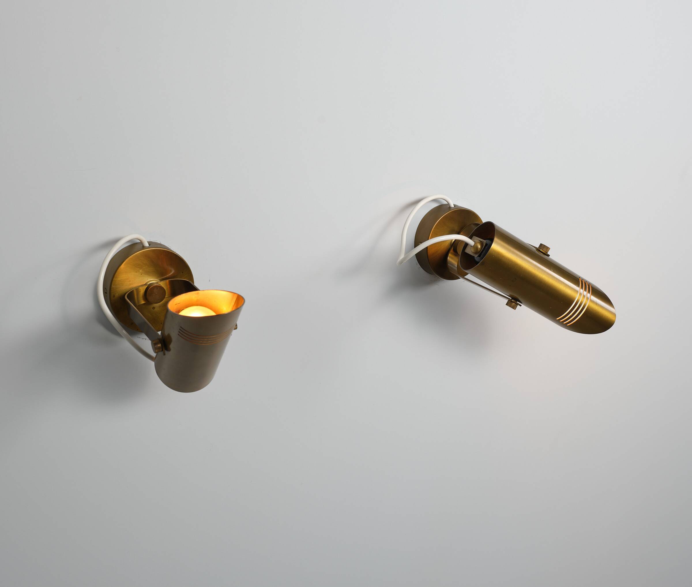 Pair of Adjustable Mid-Century Italian Brass Wall Sconces, 1970s