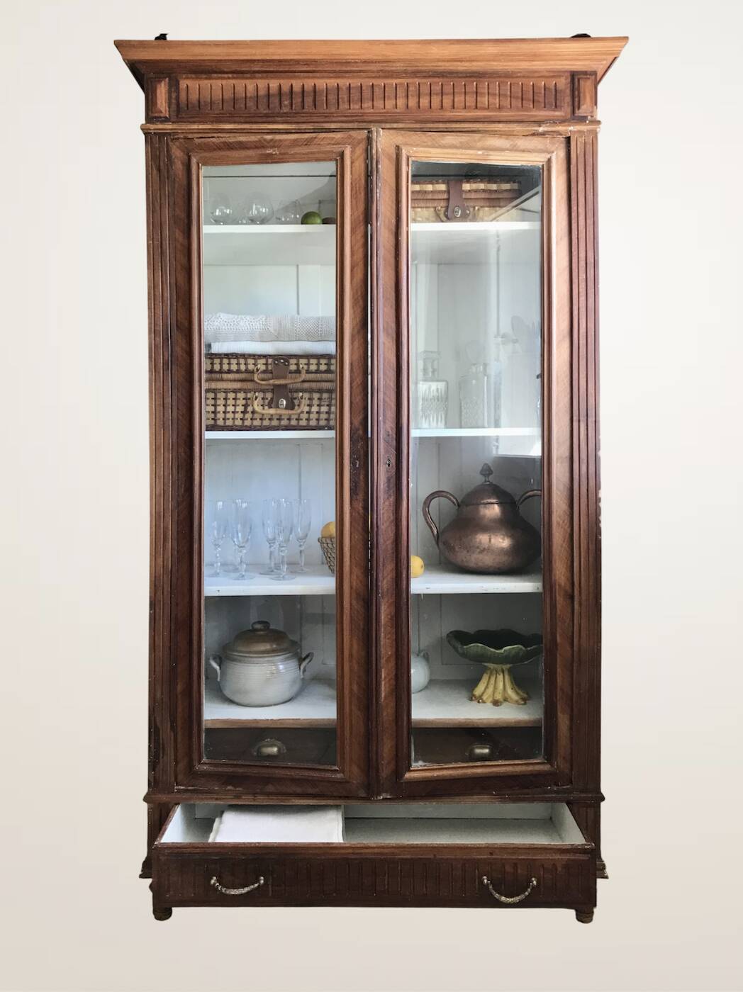 Display cabinet, dresser, antique wooden bookshelf.