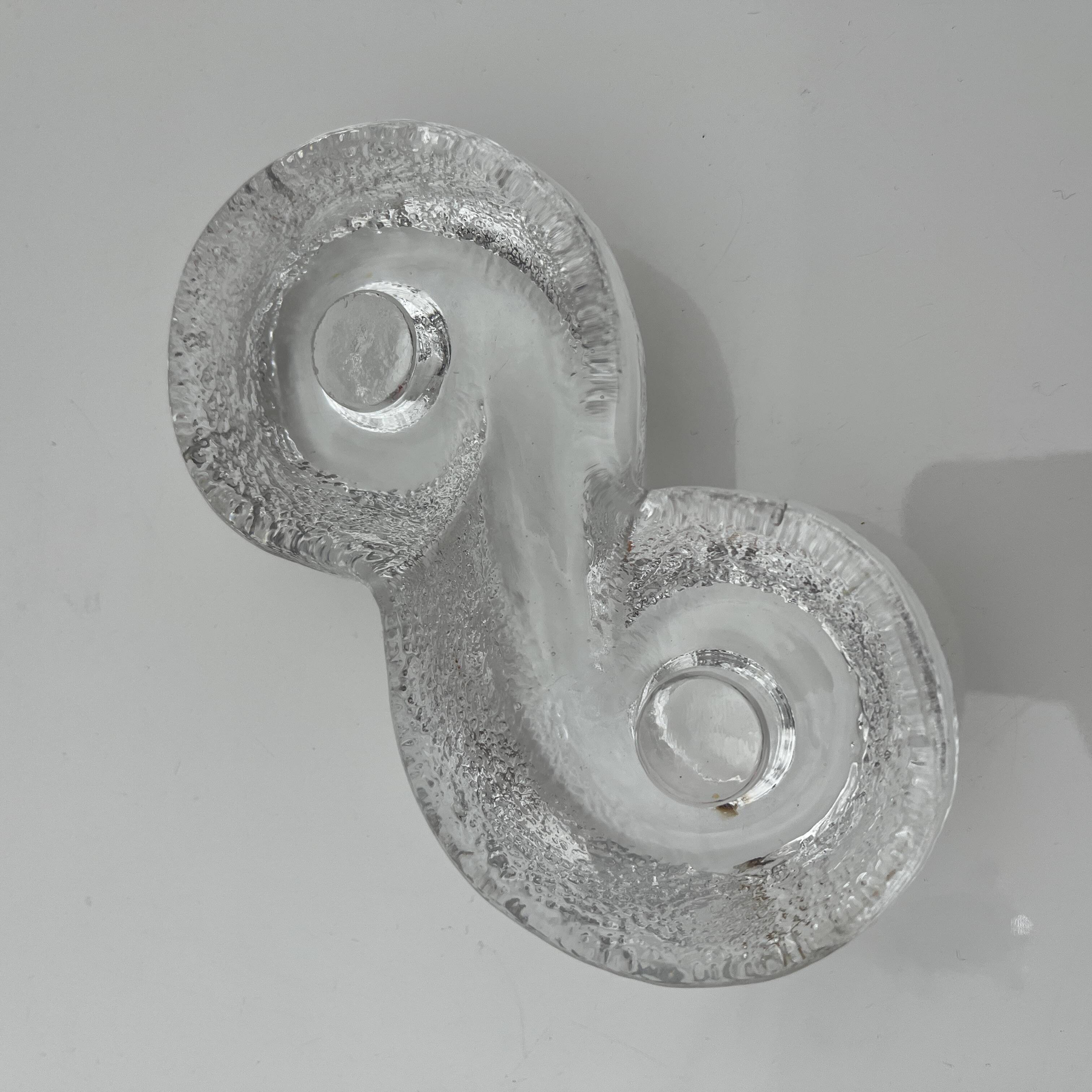 Orrefors Sweden glass candle holder vintage Suede design Lars Hellsten