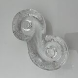 Orrefors Sweden glass candle holder vintage Suede design Lars Hellsten