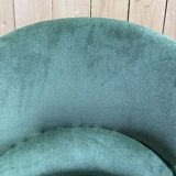 Napoleon III period crapaud armchair in green velvet.