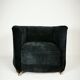 19th century black upholstered victorian tub chair on brass casters