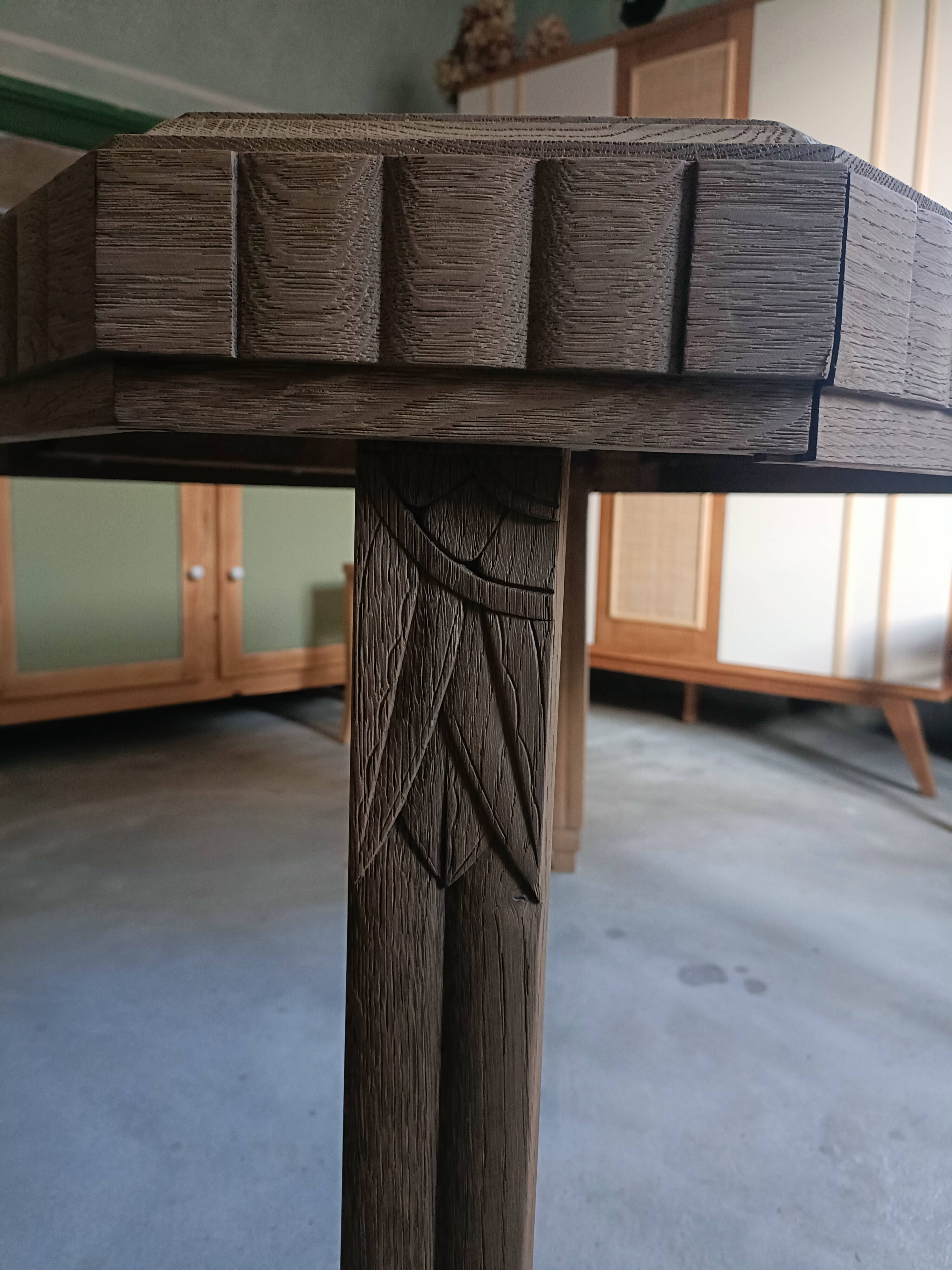 Renovated Art Deco dining table with extension.