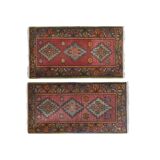 Vintage Turkish rug from Oushak, hand woven55x106 58x103 cm