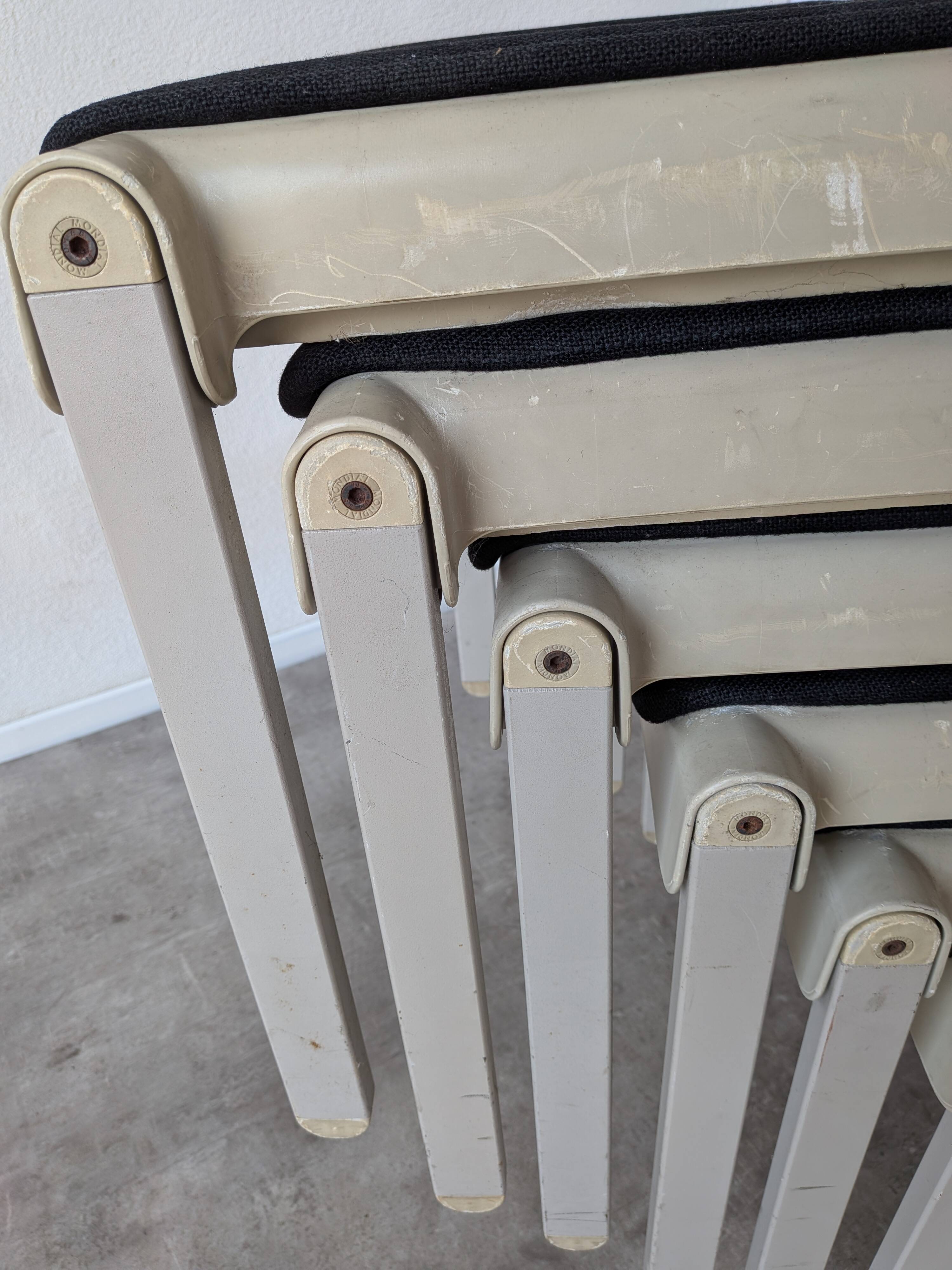 Set of 8 Vintage Aeon Mondial Stackable Chair / Dutch Postmodern Dining Cha