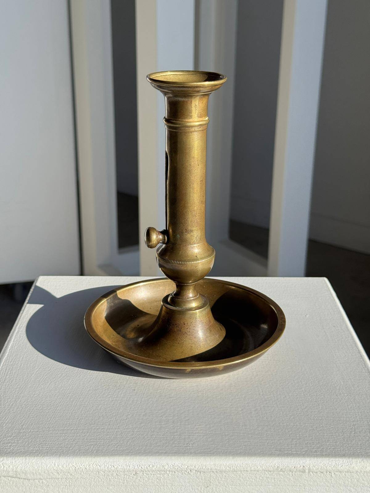 Large adjustable antique gold candlestick H20 D10