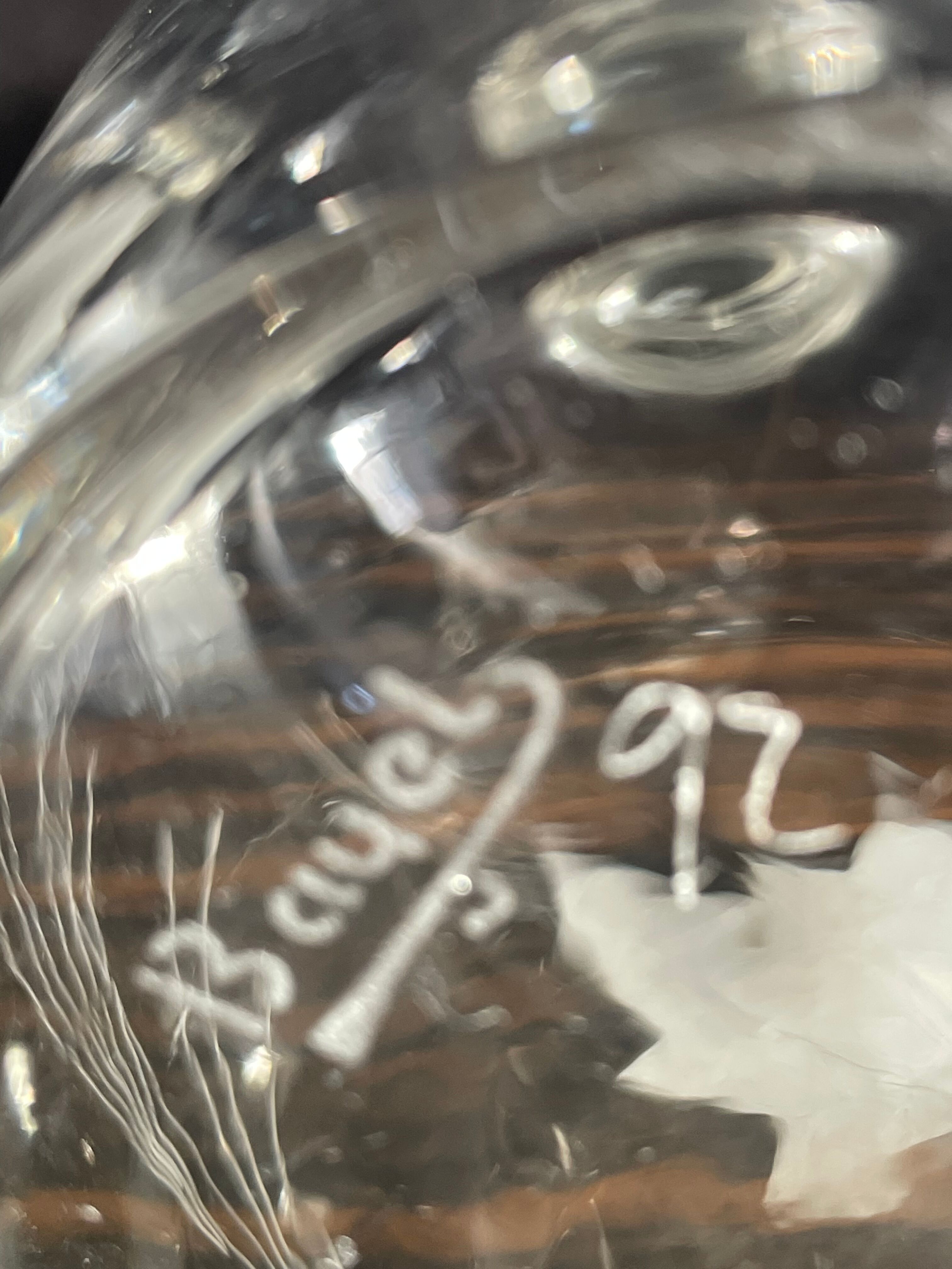 Antique cut crystal carafe signed Bayel 92