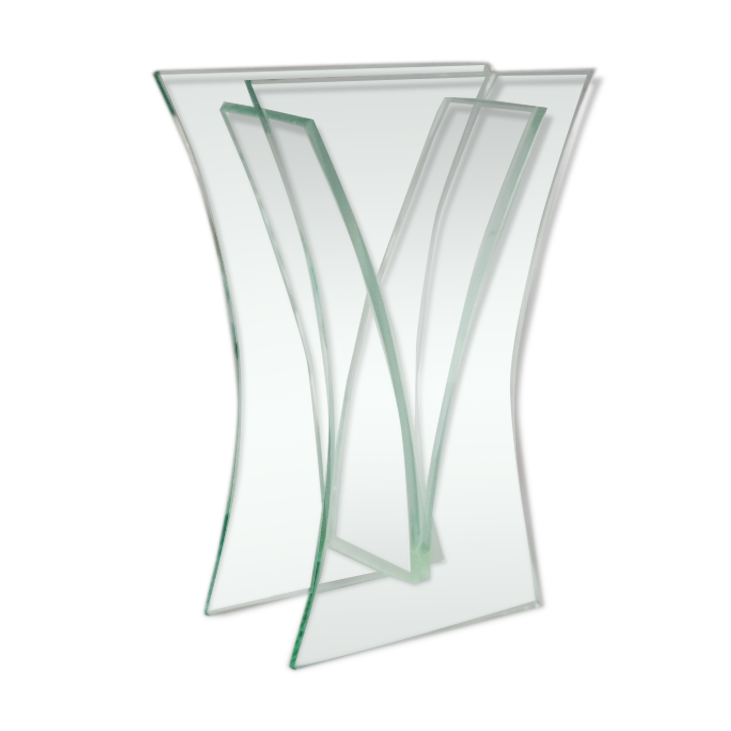 1960s Vase in Acid Crystal, Aquamarine Color. Made in italy